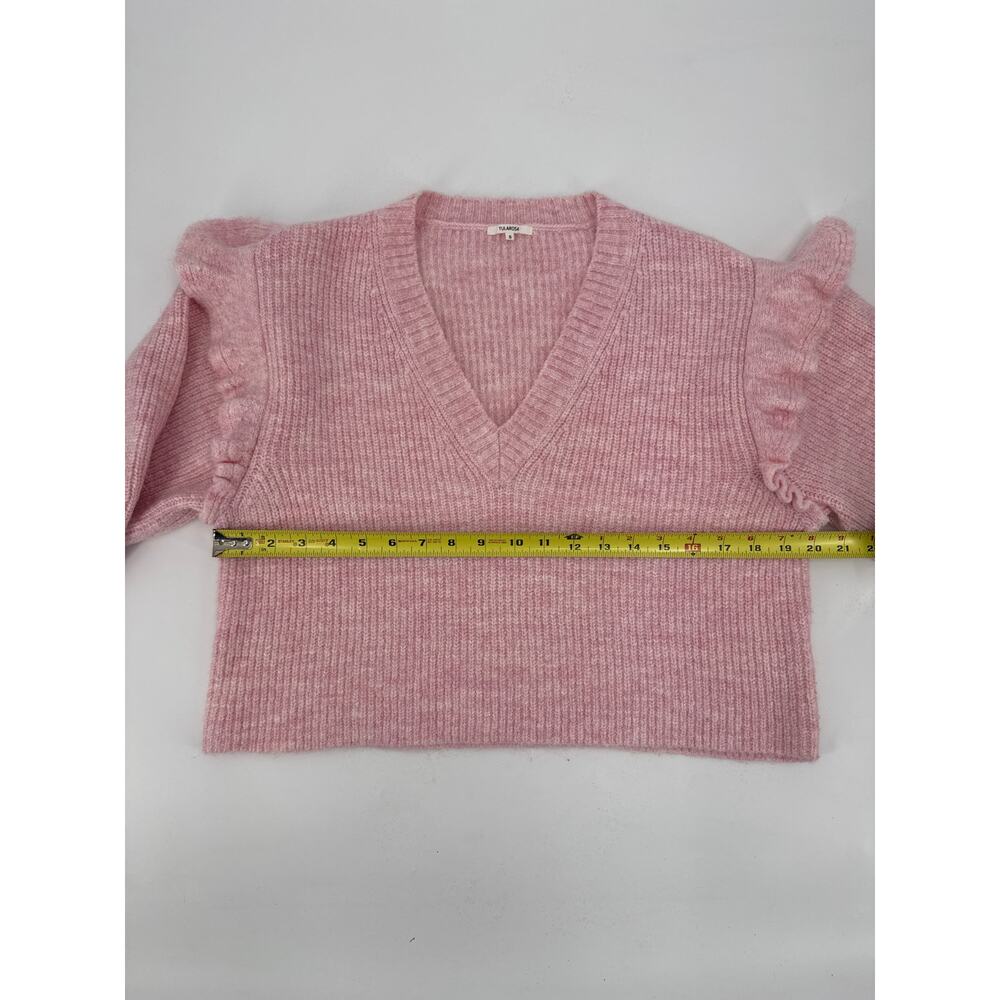 Tularosa x Revolve Shanae Ruffle Sweater Pink Ribbed Knit Size Small - Picture 7 of 8